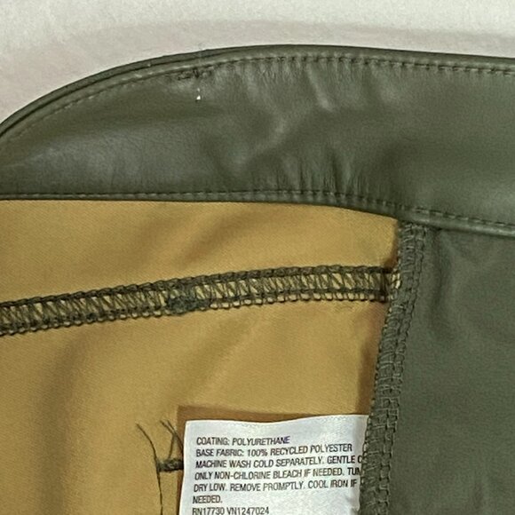 Wild Fable Low Rise Faux Leather Vegan Pleather Flare Jeans Pants Olive NWT 4 - Picture 13 of 13